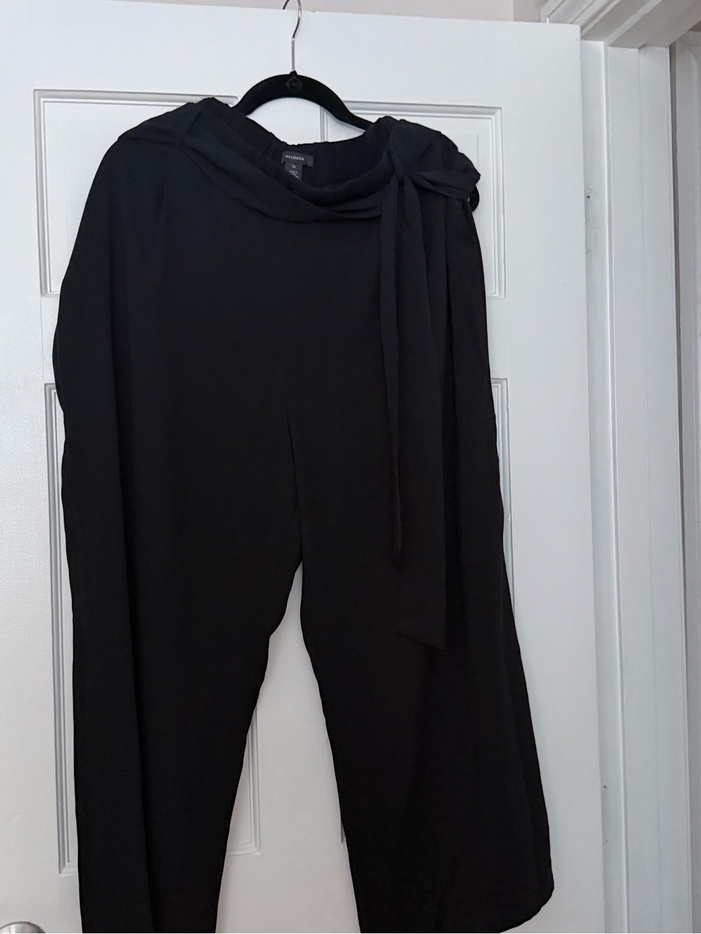 Halogen Black Wide-Leg Tie-Waist Pants